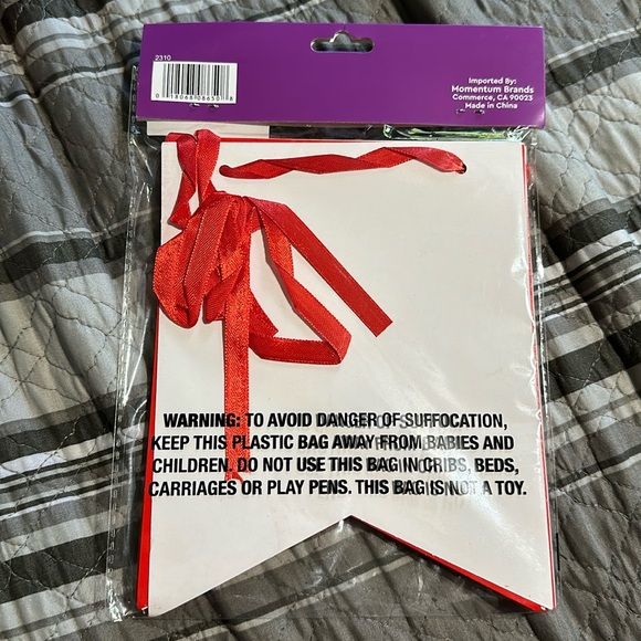 “HAPPY BIRTHDAY” Paper Banner - Red and Gold Birthday Banner - Picture 2 of 3